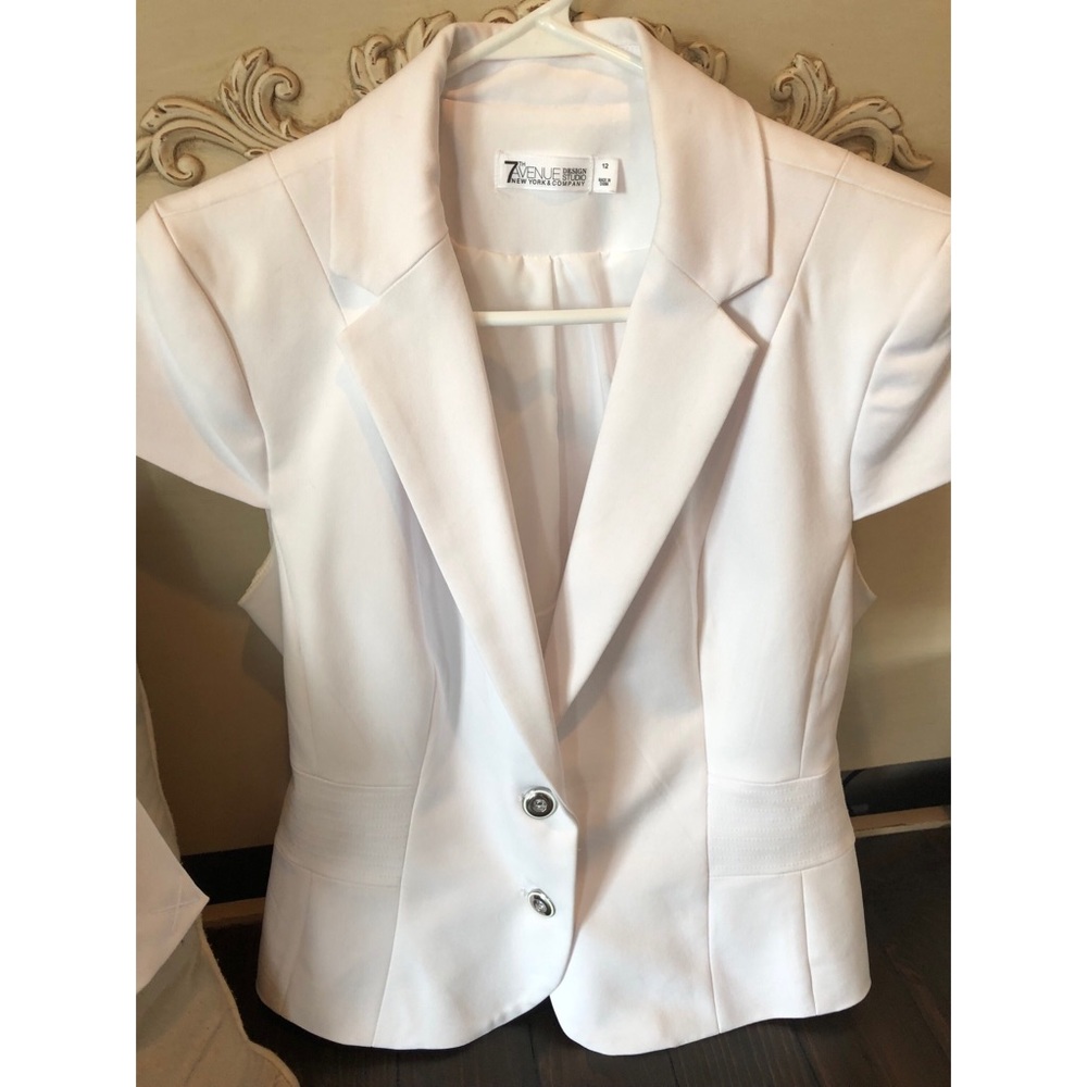 New York and Company white skirt suit